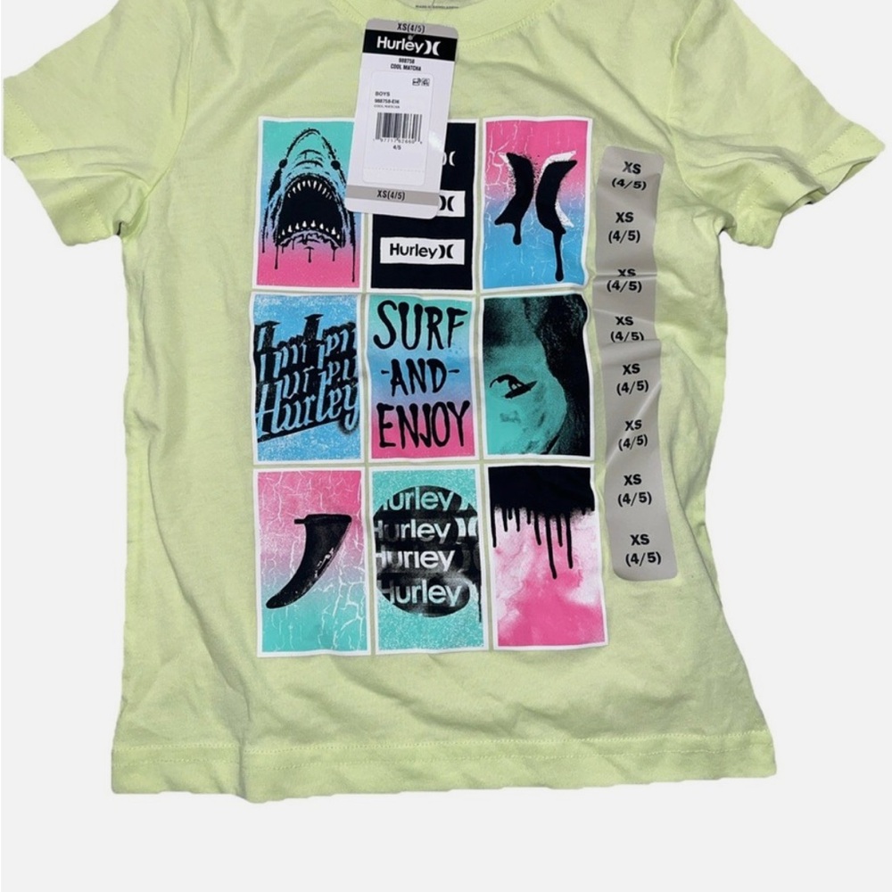 Hurley Light Yellow Tee with Graphic Design Size S
